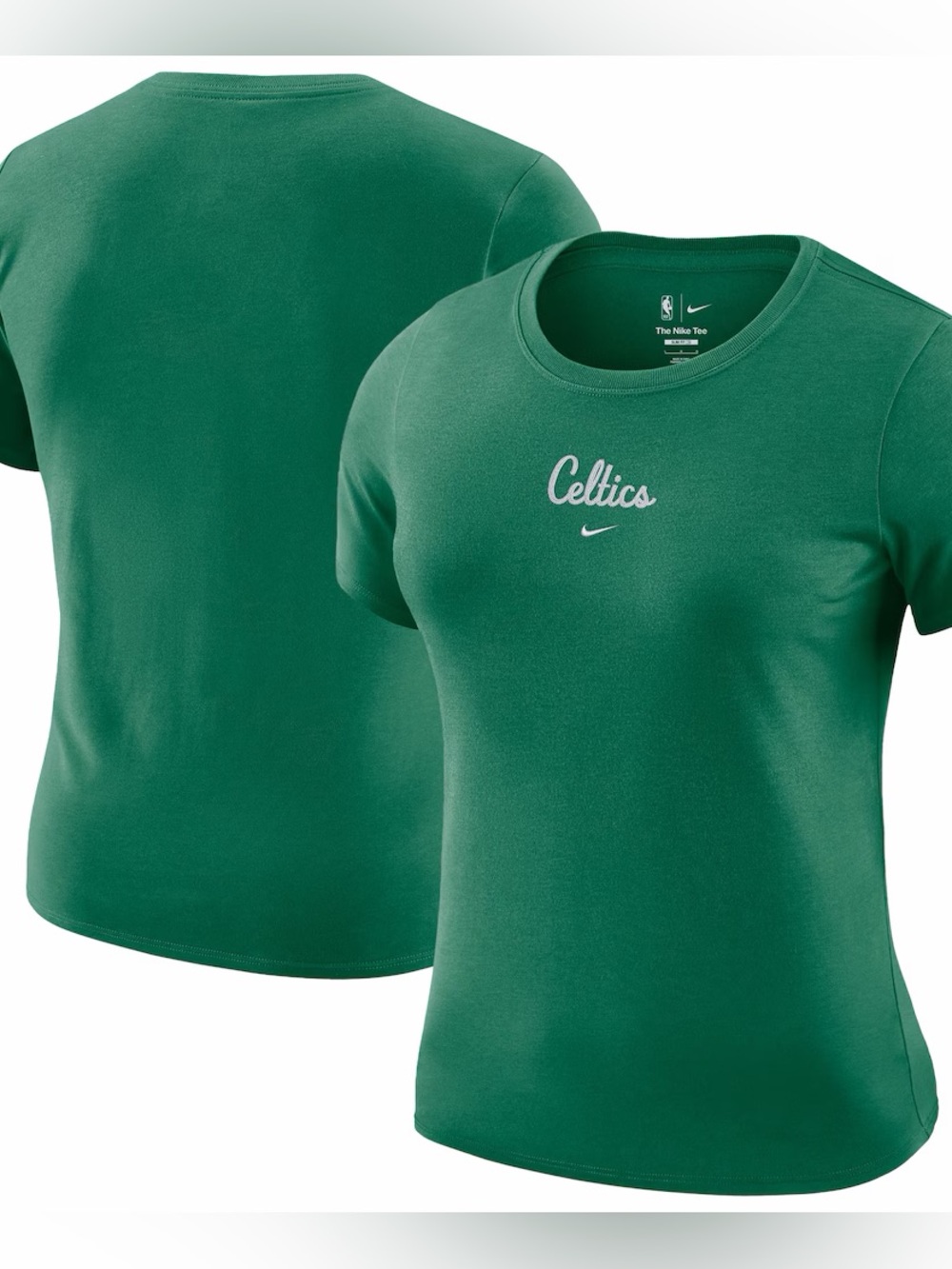 Nike Women's Boston Celtics Green Wordmark Crop Short Sleeve T-Shirt